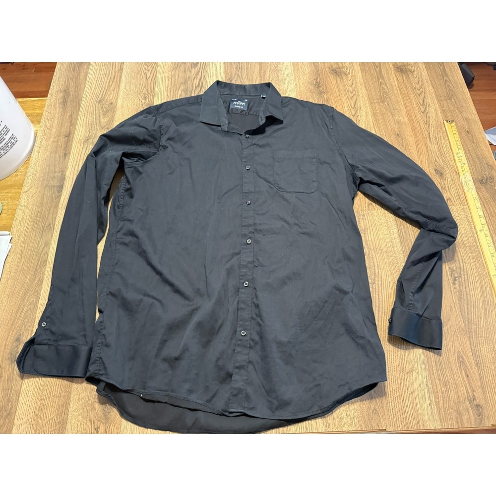 Savile Row Shirt Men's XXL 18-18.5 Black Long Sleeve Button Up Classic Fit